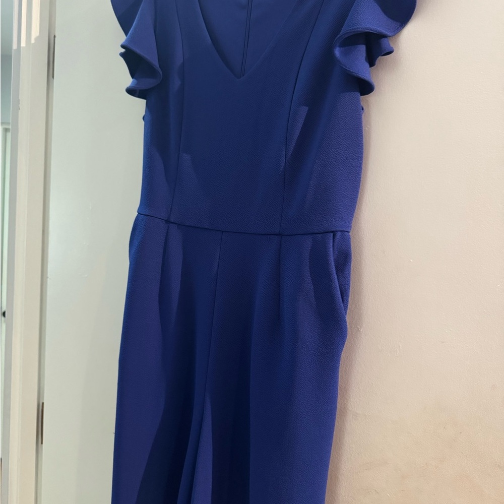 Elegant Blue Ruffle Sleeve Jumpsuit